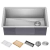 KRAUS Kore Workstation Undermount Stainless Steel 30 in. Single Bowl Kitchen Sink w/Integrated Ledge and Accessories