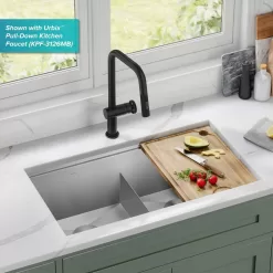 KRAUS Kore Workstation 33-inch Undermount 16 Gauge Double Bowl Stainless Steel Kitchen Sink with Accessories (Pack of 8)