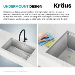 KRAUS Kore Workstation 33-inch Undermount 16 Gauge Double Bowl Stainless Steel Kitchen Sink with Accessories (Pack of 8)