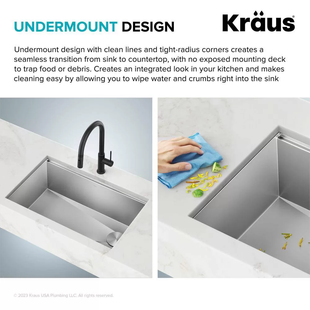 KRAUS Kore Workstation 33-inch Undermount 16 Gauge Double Bowl Stainless Steel Kitchen Sink with Accessories (Pack of 8)