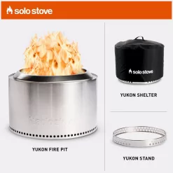 Solo Stove Yukon, Stand & Shelter 2.0 27 in. x 27 in. x 19.8 in. Outdoor Stainless Steel Wood Burning Fire Pit