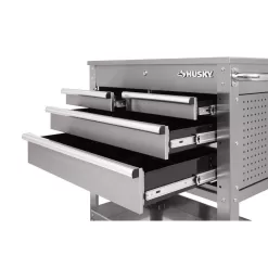 Husky HOUC3304JX1 33 in. 4-Drawer Stainless Steel Mechanics Cart
