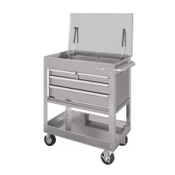 Husky HOUC3304JX1 33 in. 4-Drawer Stainless Steel Mechanics Cart