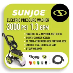 Sun Joe SPX4600 2300 PSI 1.1 GPM 14.5 Amp High Performance Cold Water Corded Electric Pressure Washer
