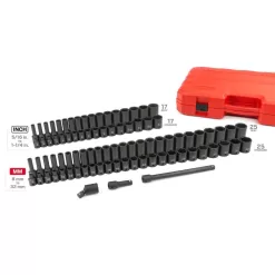 TEKTON SID92407 1/2 in. Drive 6-Point Impact Socket Set, 87-Piece (5/16 in. - 1-1/4 in., 8 mm - 32 mm)