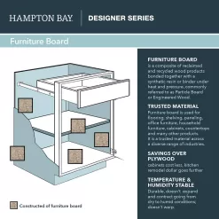 Hampton Bay B3D24-EDTH Designer Series Edgeley Assembled 24x34.5x23.75 in. Drawer Base Kitchen Cabinet in Thunder