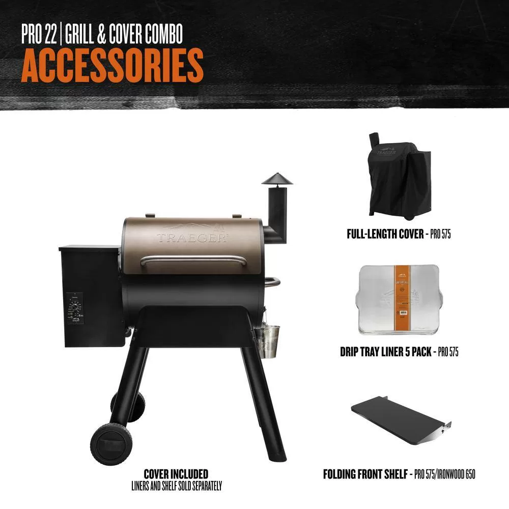 Traeger HD0041 Pro 22 Pellet Grill in Bronze with Cover