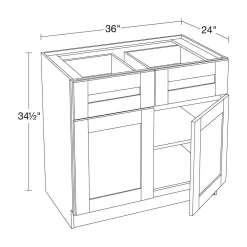 MILL'S PRIDE Richmond Valencia Blue Plywood Shaker Ready to Assemble Base Kitchen Cabinet Soft Close 36 in W x 24 in D x 34.5 in H