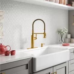 KOHLER Sous Pro-Style-Single Handle Pull Down Sprayer Kitchen Faucet in Vibrant Brushed Moderne Brass