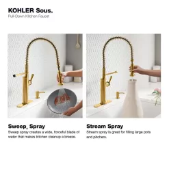 KOHLER Sous Pro-Style-Single Handle Pull Down Sprayer Kitchen Faucet in Vibrant Brushed Moderne Brass