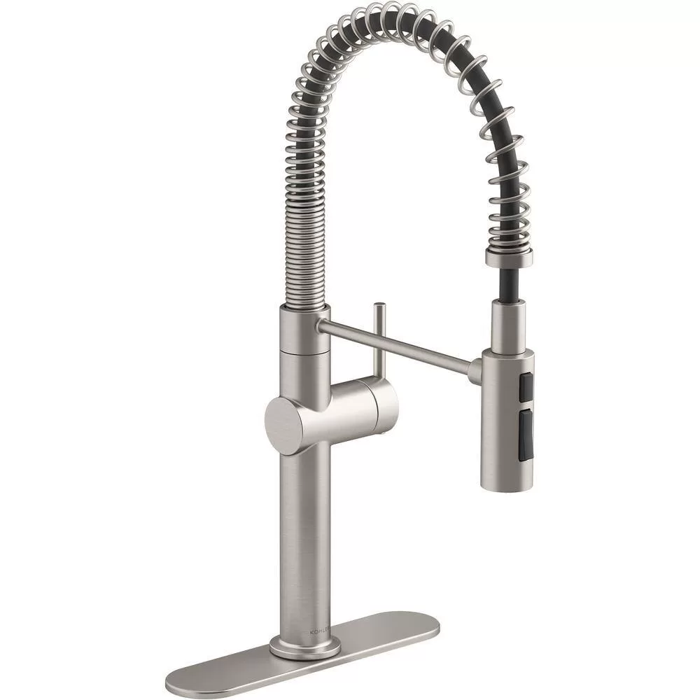 KOHLER Crue Semi-Professional Single-Handle Pull-Down Sprayer Kitchen Faucet in Vibrant Stainless