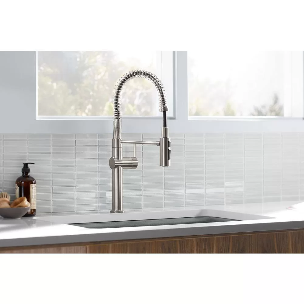 KOHLER Crue Semi-Professional Single-Handle Pull-Down Sprayer Kitchen Faucet in Vibrant Stainless