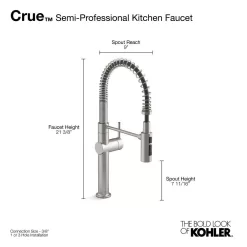 KOHLER Crue Semi-Professional Single-Handle Pull-Down Sprayer Kitchen Faucet in Vibrant Stainless