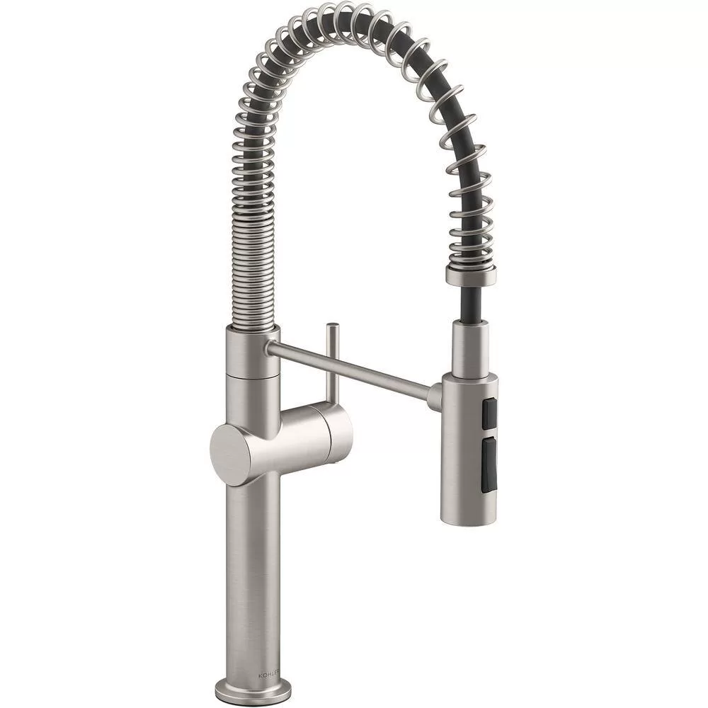KOHLER Crue Semi-Professional Single-Handle Pull-Down Sprayer Kitchen Faucet in Vibrant Stainless