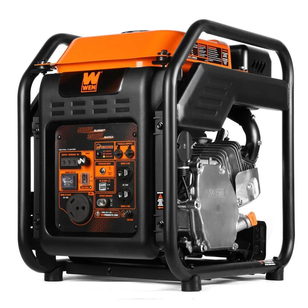 WEN DF402iX 4000/3500-Watt RV-Ready Dual Fuel Open Frame Portable Inverter Generator with CO Watchdog