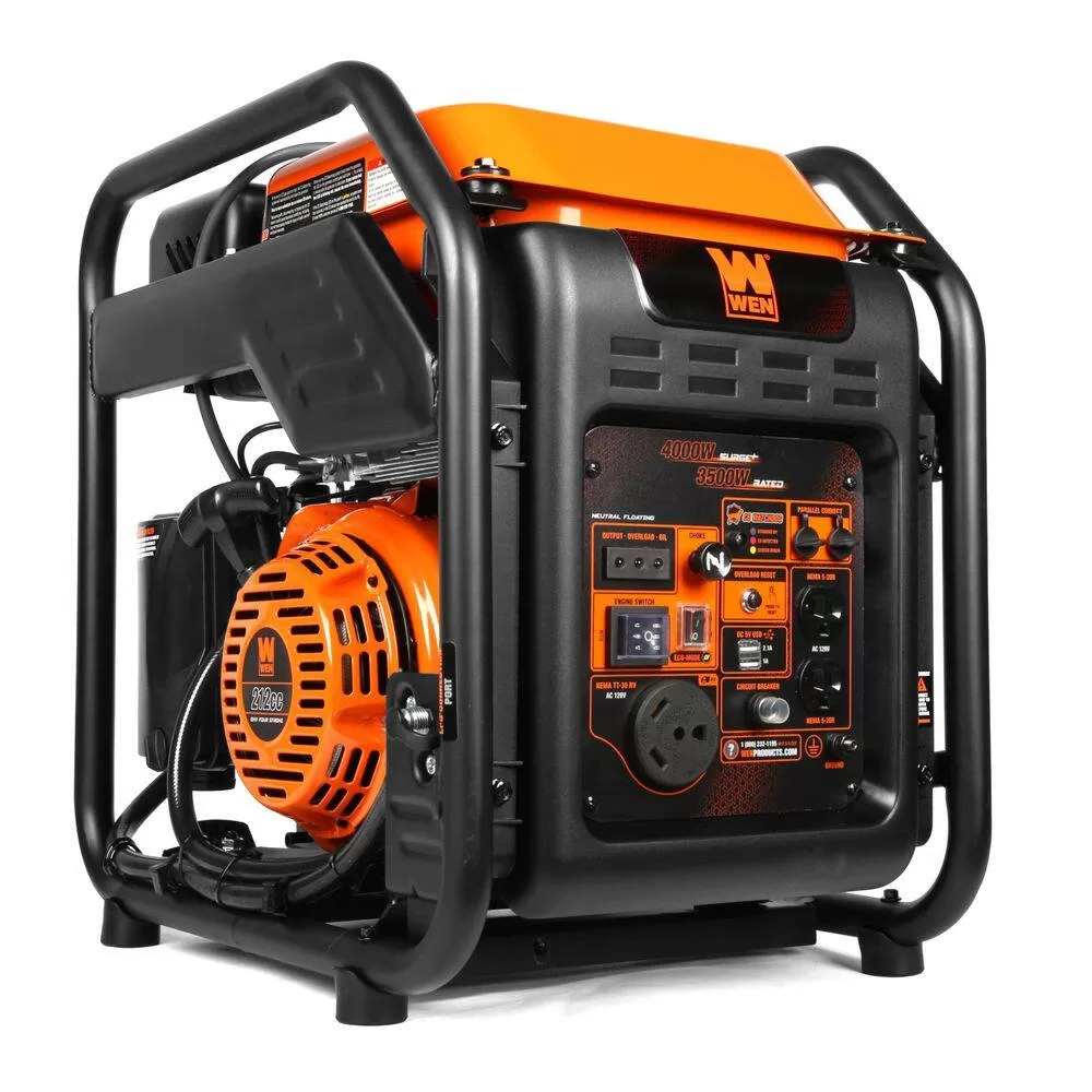 WEN DF402iX 4000/3500-Watt RV-Ready Dual Fuel Open Frame Portable Inverter Generator with CO Watchdog