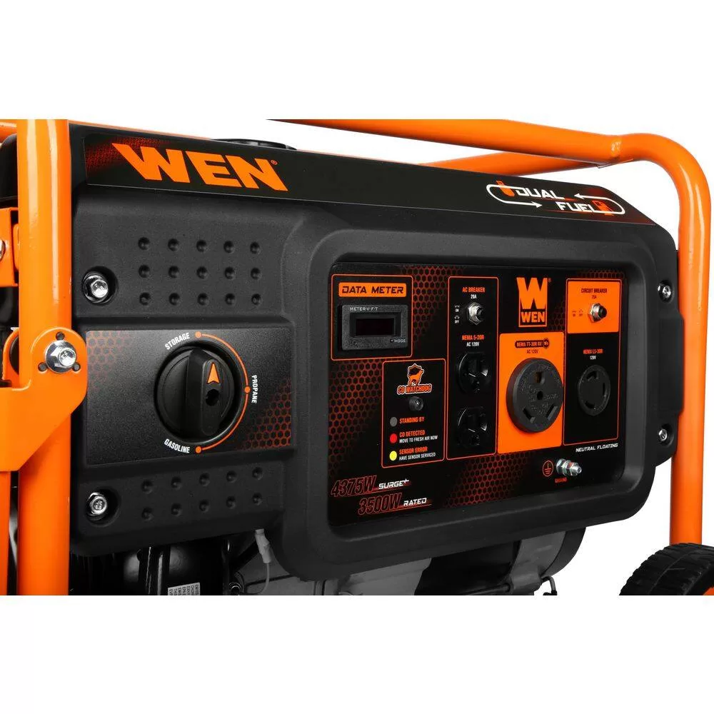 WEN DF430X 4375/3500-Watt Dual Fuel Portable Generator with Wheel Kit and CO Watchdog