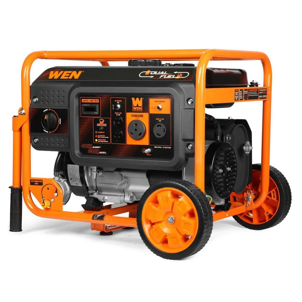 WEN DF430X 4375/3500-Watt Dual Fuel Portable Generator with Wheel Kit and CO Watchdog