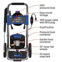 Westinghouse 3400 PSI 2 GPM 13 Amp Electric Powered Pressure Washer with Brushless Motor, Turbo Nozzle and 5 Quick Connect Tips