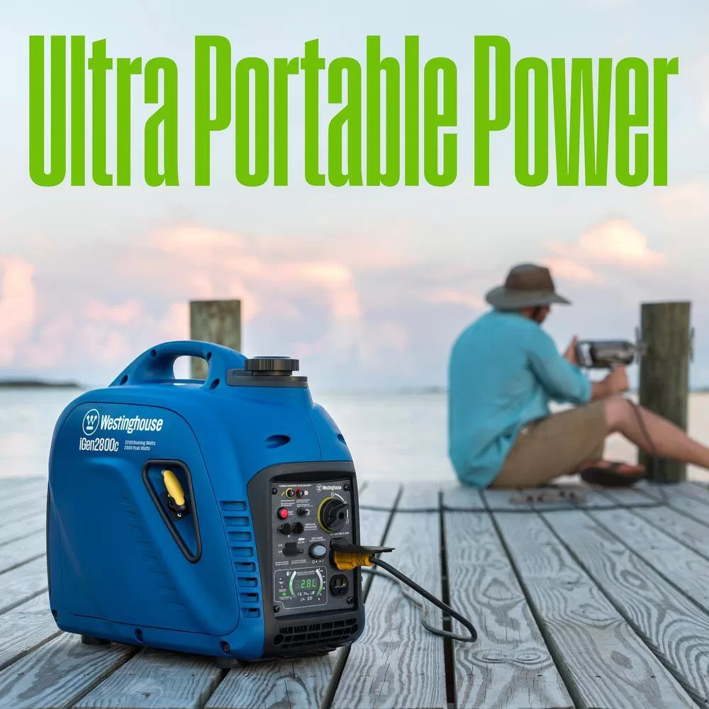 Westinghouse iGen2800c 2,800-Watt Gas Powered Portable Inverter Generator with Recoil Start, LED Data Center, Quiet Technology
