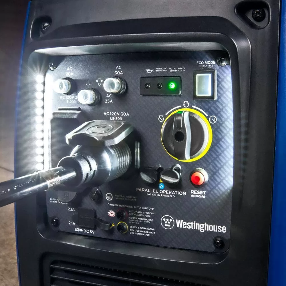 Westinghouse WH3700iXLTc 3,700-Watt Gas Powered Portable Inverter Generator with Recoil Start, LED Data Center, Quiet Technology