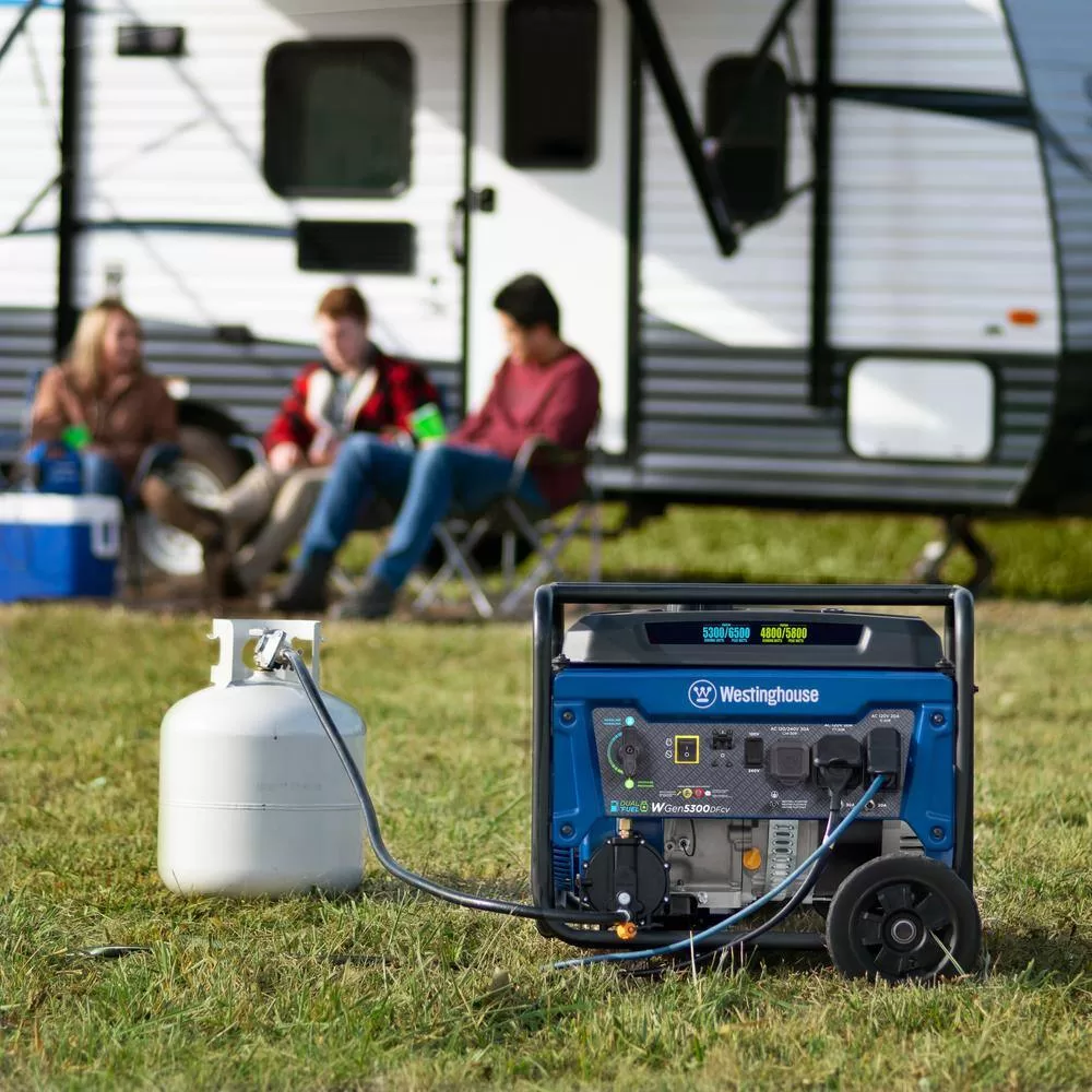 Westinghouse 6,500/5,300-Watt Dual Fuel Gas and Propane Powered Portable Generator with Digital Display, 30A 120/240V Outlet