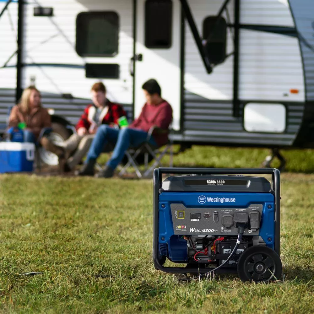 Westinghouse WGen5300sc 6,600/5,300-Watt Gas Powered Portable Generator with Electric Start, 30A 120/240V Outlet