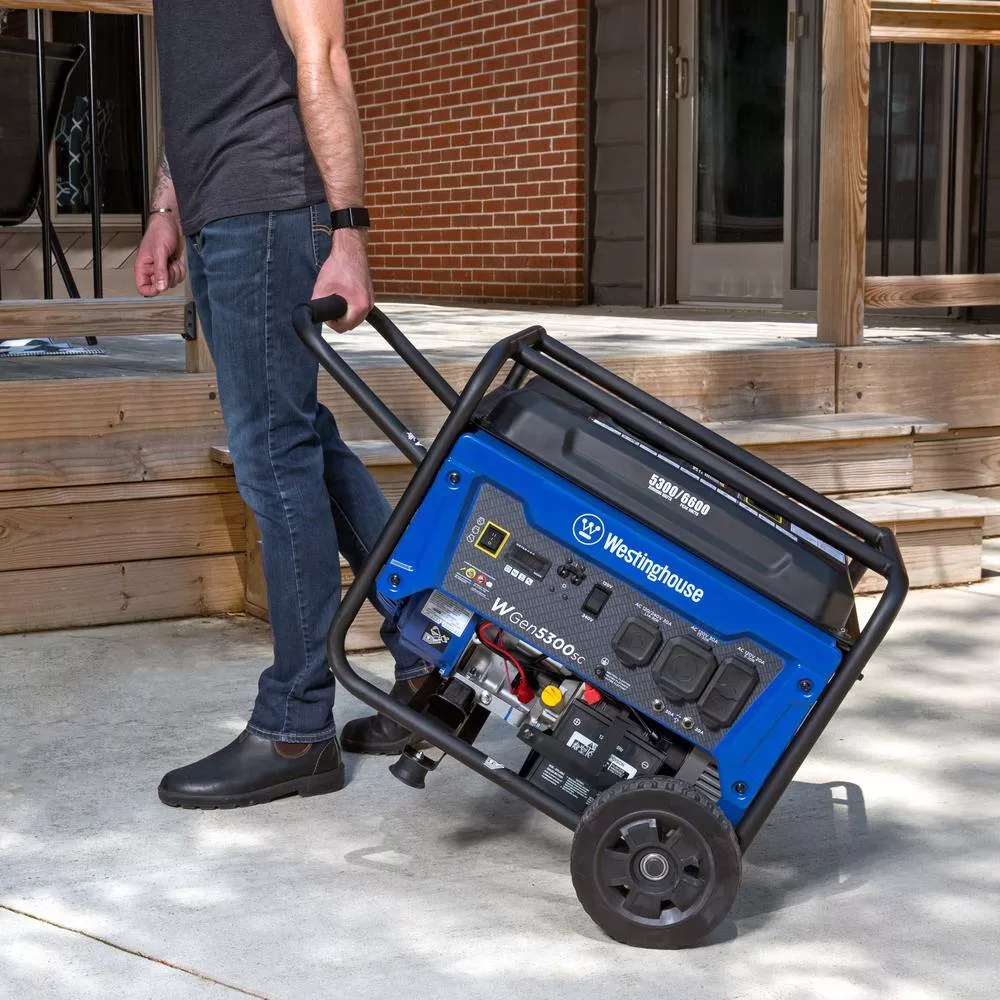 Westinghouse WGen5300sc 6,600/5,300-Watt Gas Powered Portable Generator with Electric Start, 30A 120/240V Outlet