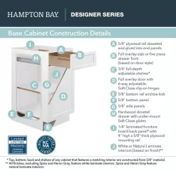 Hampton Bay Designer Series Melvern White Assembled Pots and Pans Drawer Base Kitchen Cabinet (36 in. x 34.5 in. x 23.75 in.)