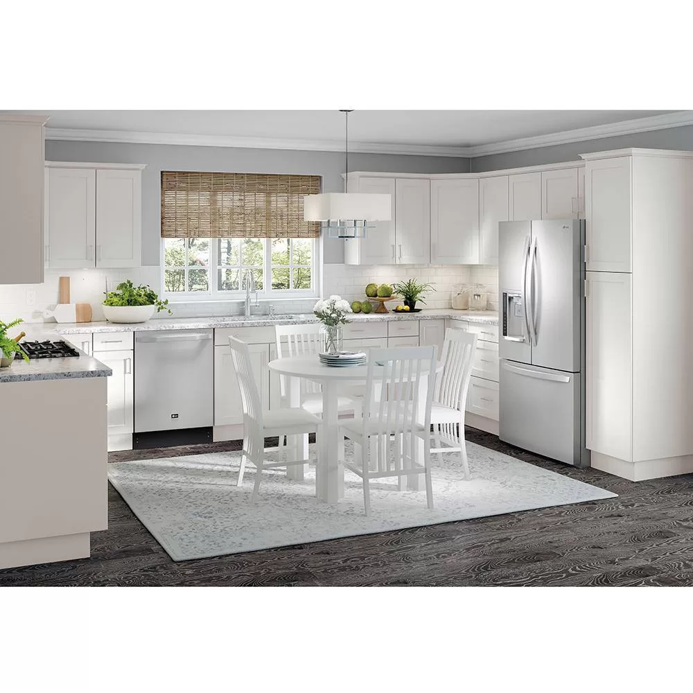 Hampton Bay Cambridge White Plywood Assembled Base Kitchen Cabinet with 3-Soft Close Drawers (24 in. W x 24.5 in. D x 34.5 in. H)
