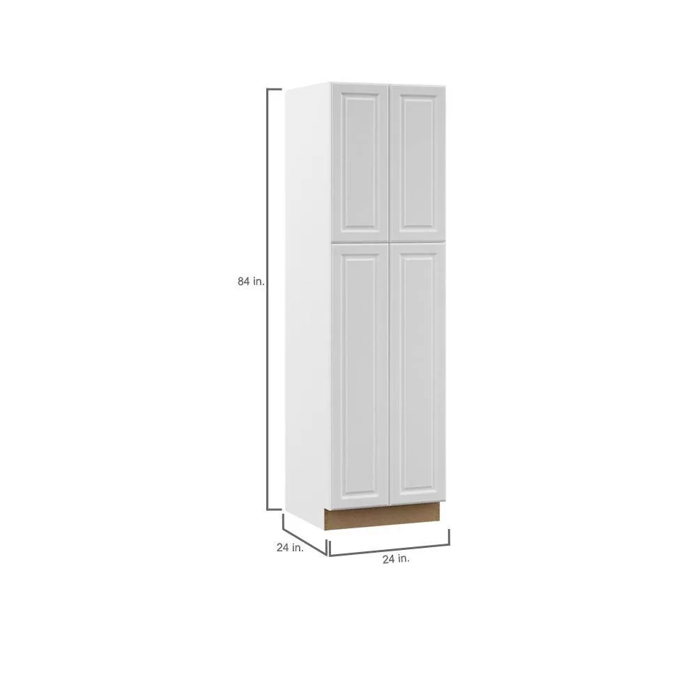 Hampton Bay T2484-ELWH Designer Series Elgin Assembled 24x84x23.75 in. Pantry Kitchen Cabinet in White