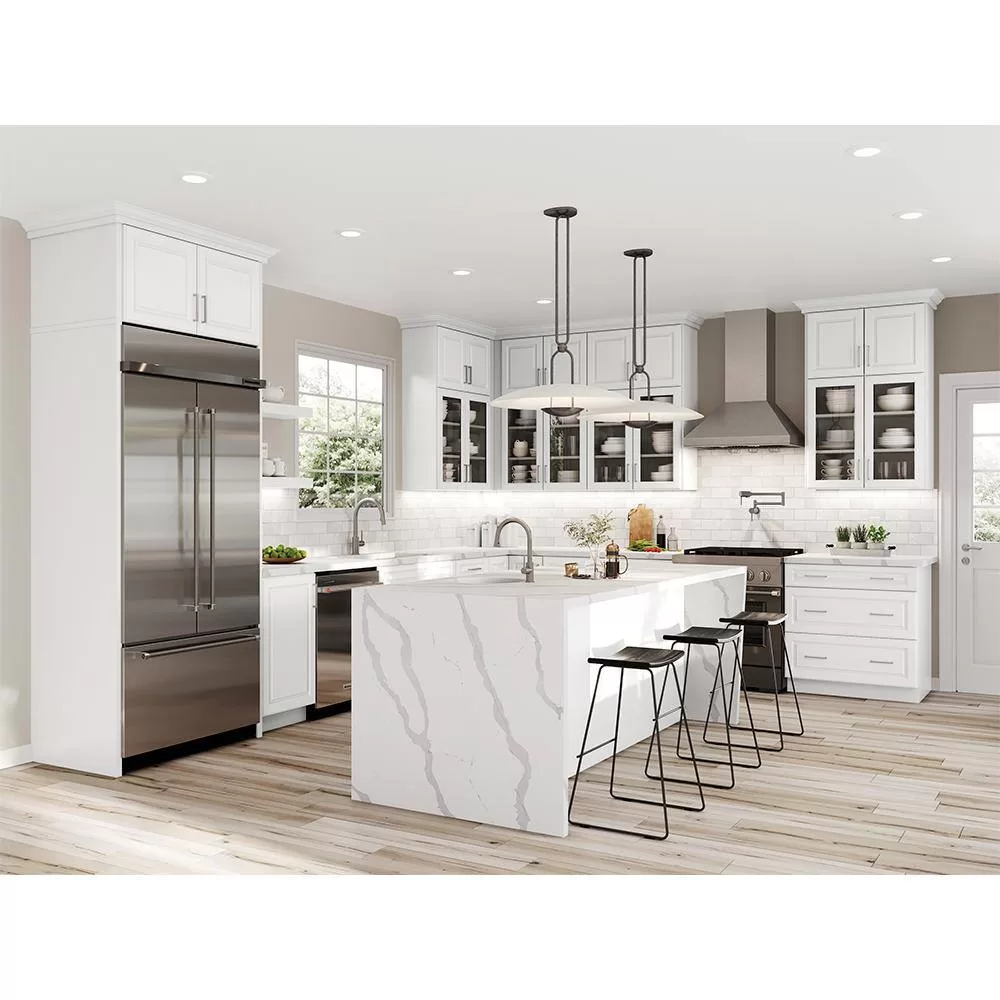 Hampton Bay T2484-ELWH Designer Series Elgin Assembled 24x84x23.75 in. Pantry Kitchen Cabinet in White