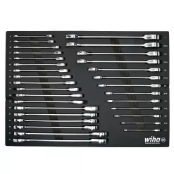 Wiha 30392 31-Piece Ratcheting Wrench Tray Set - SAE and Metric