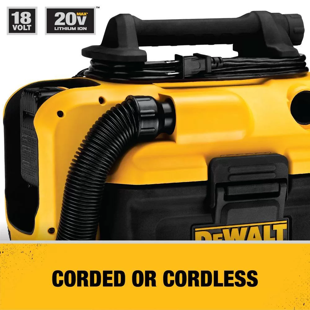 DEWALT 20V MAX 2 Gal. Cordless/Corded Wet/Dry Vacuum and (1) 20V MAX XR Lithium-Ion Premium 4.0Ah Battery