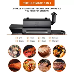 Z GRILLS ZPG-10002B 1060 sq. in. Wood Pellet Grill and Smoker PID 2.0 in Black