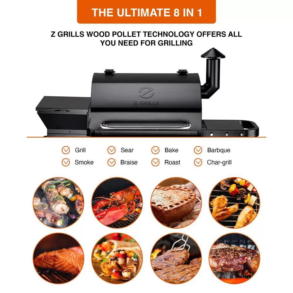 Z GRILLS ZPG-10002B 1060 sq. in. Wood Pellet Grill and Smoker PID 2.0 in Black