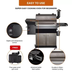 Z GRILLS ZPG-1000D 1060 sq. in. Pellet Grill and Smoker with cabinet storage, Bronze