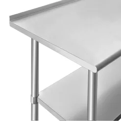 ROCKPOINT Stainless Steel Table for Prep & Work with Backsplash 48x24 Inches, NSF Metal Commercial Kitchen Table