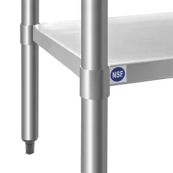 ROCKPOINT Stainless Steel Table for Prep & Work with Backsplash 48x24 Inches, NSF Metal Commercial Kitchen Table