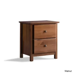 Shaker 2-Drawer Bedside Nightstand, Solid Wood with Walnut Finish