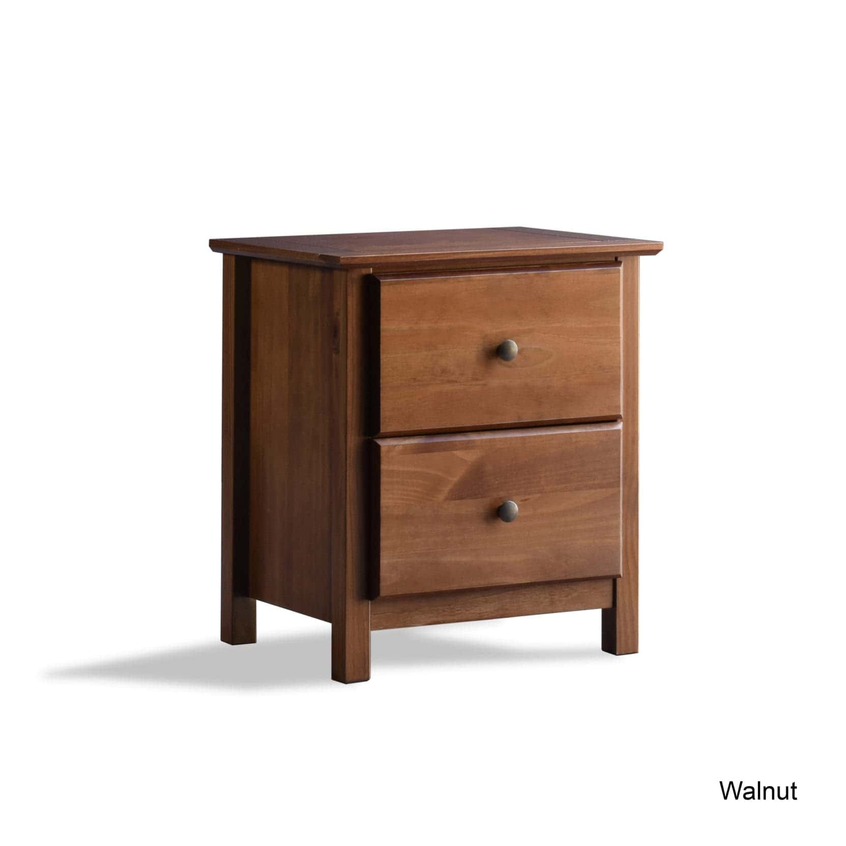 Shaker 2-Drawer Bedside Nightstand, Solid Wood with Walnut Finish