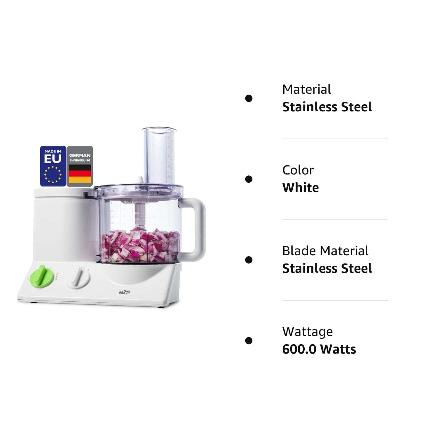 Braun FP3020 12 Cup Food Processor Ultra Quiet Powerful motor, White
