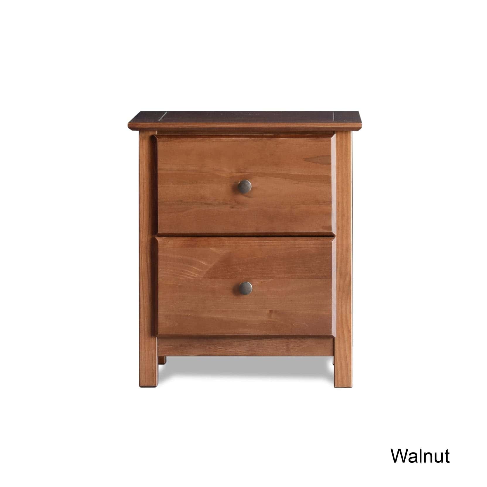 Shaker 2-Drawer Bedside Nightstand, Solid Wood with Walnut Finish