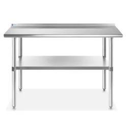 GRIDMANN Stainless Steel Kitchen Prep Table 48 x 24 Inches with Backsplash & Under Shelf, NSF Commercial Work Table