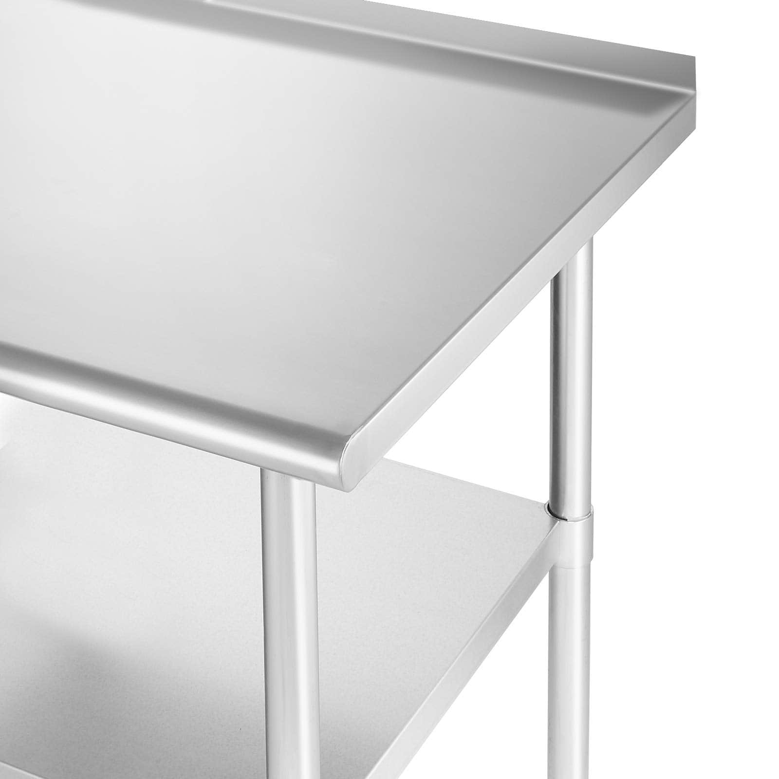 GRIDMANN Stainless Steel Kitchen Prep Table 48 x 24 Inches with Backsplash & Under Shelf, NSF Commercial Work Table