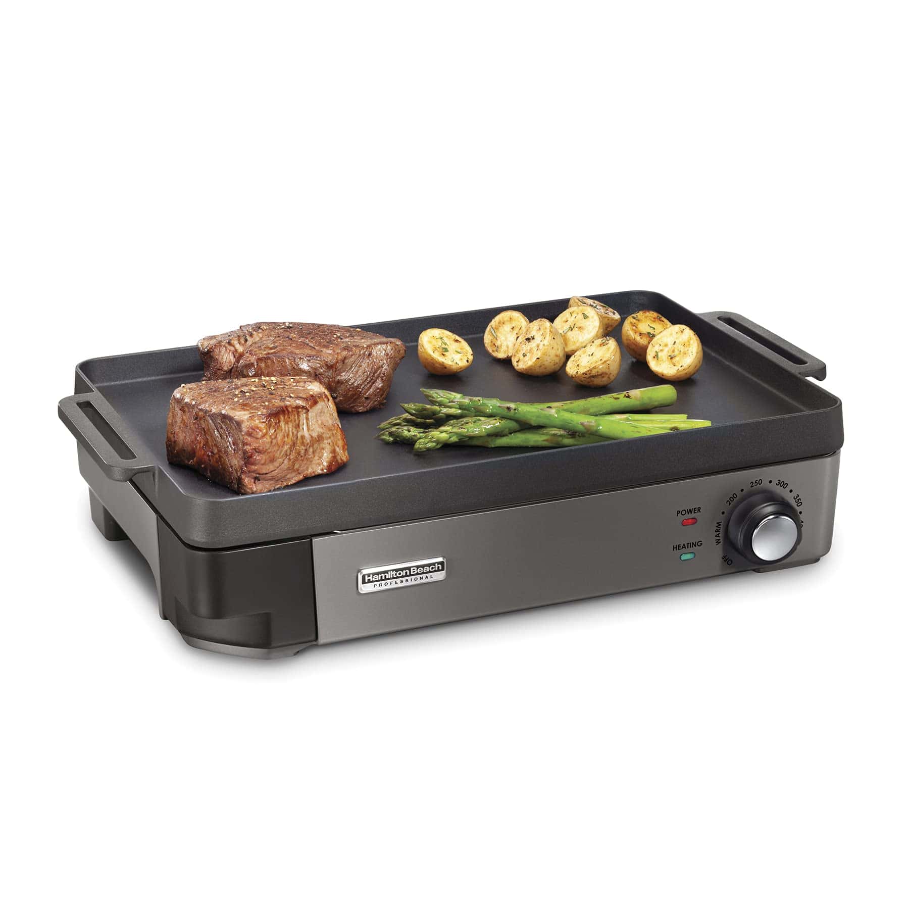 Cast Iron Indoor Electric Grill & Griddle, 10" x 16" Preseasoned Cooking Surface, Adjustable Temperature up to 450° F, Black (38560)