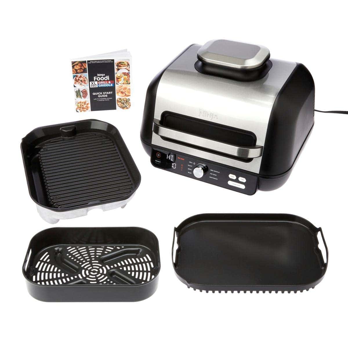 Ninja IG601 Foodi XL 7-in-1 Electric Indoor Grill Combo, Flat Top Griddle, Crisper, Black, 4 Quarts