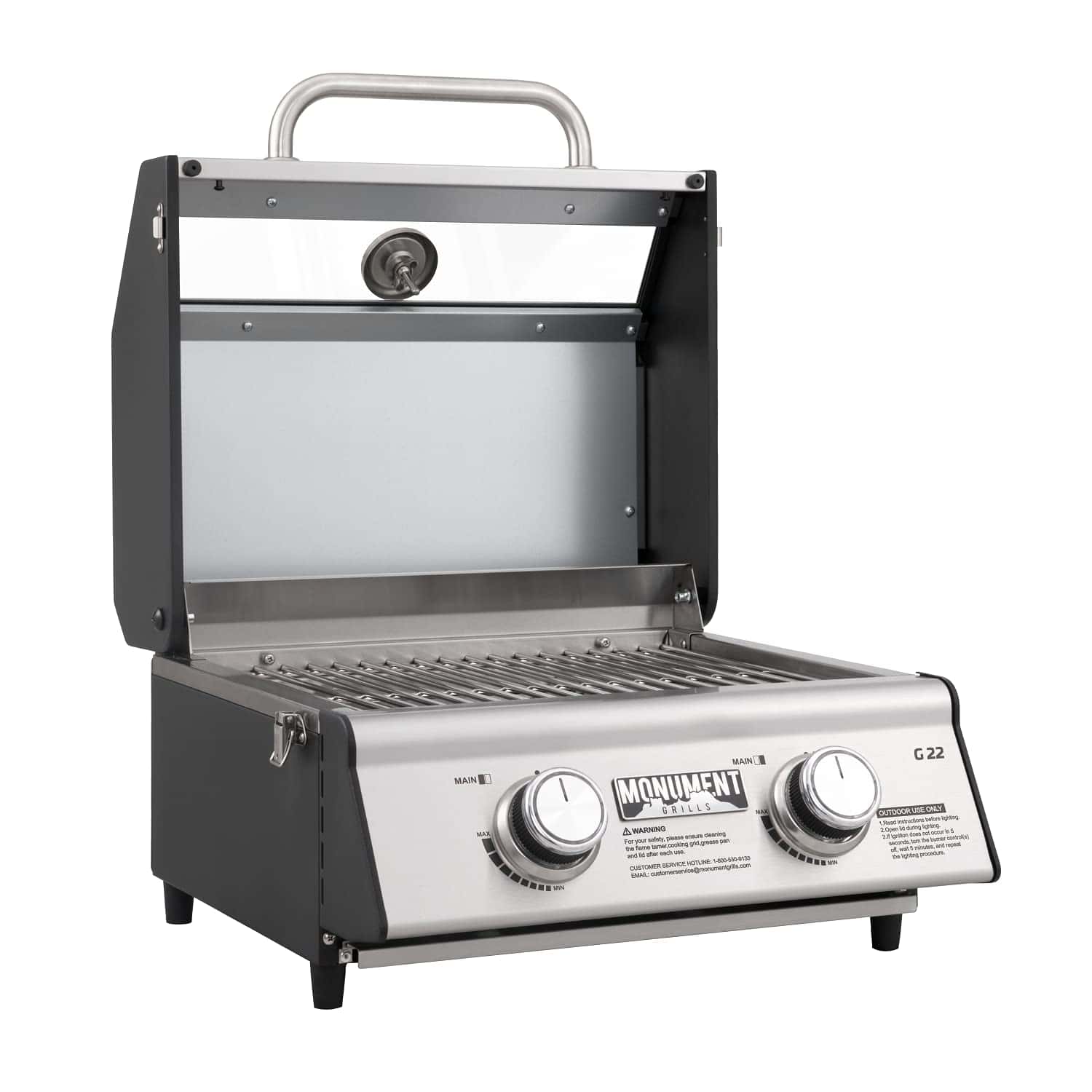 Monument Grills, Clearview 2 - Burner Portable Stainless Liquid Propane 15000 BTU Gas Grill