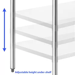 GRIDMANN Stainless Steel Kitchen Prep Table 48 x 24 Inches with Backsplash & Under Shelf, NSF Commercial Work Table