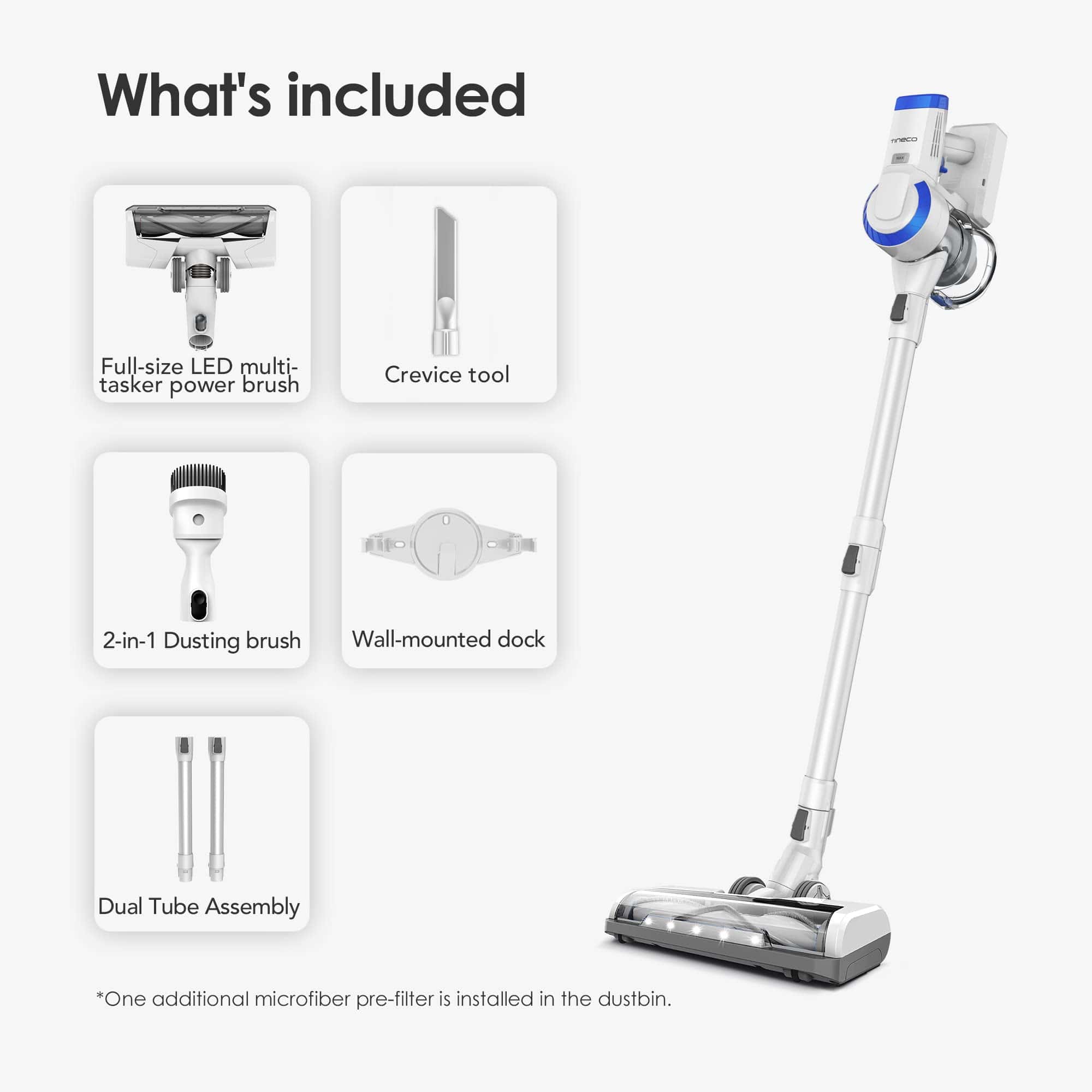 Tineco A10 Essentials Cordless Stick Vacuum Cleaner, Lightweight and Quiet, LED Headlights